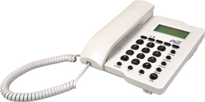 Ptel PT-99 Corded Landline Phone (White, Black) 
