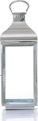 Ninety One Degree Silver Pillar Steel Stainless Steel Lantern (52 Cm X 20 Cm)