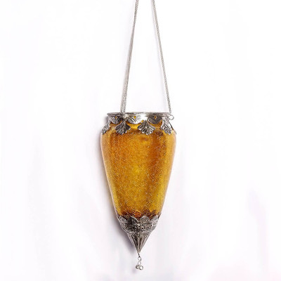 60% OFF on Sapphire Hanging Lamp Silver, Orange Glass Lantern 60% OFF on Sapphire Hanging Lamp Silver, Orange Glass Lantern