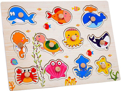 Priya Exports Sea Animals Puzzle With Knob Priya Exports Sea Animals Puzzle With Knob