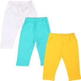 Color Fly Baby Girl's Green, White, Yellow Leggings Pack Of 3