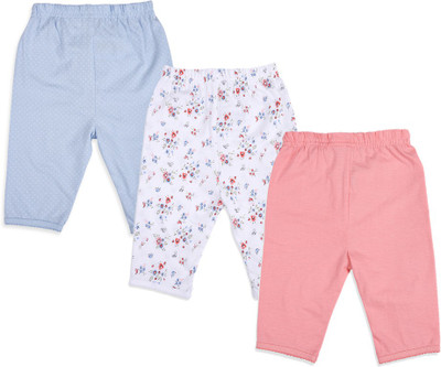 Mothercare Baby Girl's White, Blue, Pink Leggings (Pack Of 3)