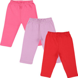 Color Fly Baby Girl's Pink, Purple, Dark Blue Leggings Pack Of 3