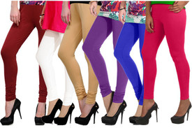 Ngt Women's Maroon, White, Beige, Purple, Blue, Pink Leggings Pack Of 6