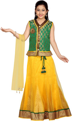 66% OFF on Aarika Self Design Girl's Lehenga, Choli and Dupatta Set