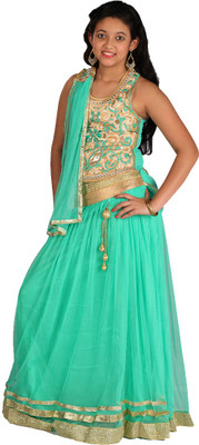 45% OFF on Saarah Self Design Girl's Lehenga, Choli and Dupatta Set
