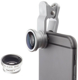 Mobilegear Universal 3 In 1 Mobile Camera With Macro, Fisheye & Wide Angle For Smartphone Photography Mobile Phone Lens (Wide And Macro)