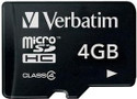 Verbatim Memory Card Micro SDHC Card 4GB Class 4 : Memory Card