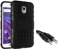 Chevron Hybrid Military Grade Armor Kick Stand Back Cover Case for Moto G (3rd Generation) with Aux Cable (Black) Combo Set
Chevron Hybrid Military Grade Armor Kick Stand Back Cover Case for Moto G (3rd Generation) with Aux Cable (Black) Combo Set