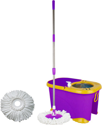 Primeway Double Driver featured Premium 360 Rotating Magic Mop w/ 2 Microfiber Heads Mop Set