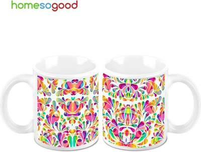 45% OFF on HomeSoGood Colorful Aquatic Background Ceramic Mug 325 ml, Pack of 2