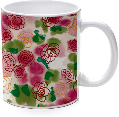 45% OFF on Printland Floral Flare Ceramic Mug 350 ml