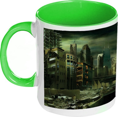 58% OFF on AMY City Destruction Inside Green Coffee Ceramic Mug 325 ml