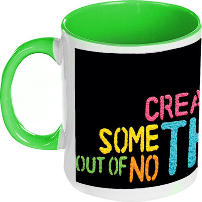 41% OFF on AMY Create Something Out Of Nothing Quote Inside Green Coffee Ceramic Mug 325 ml