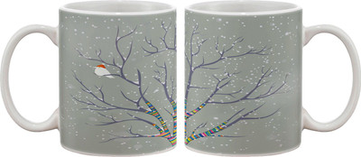 Artifa Snow Falling On Tree And Bird Porcelain, Ceramic Mug 350 ml