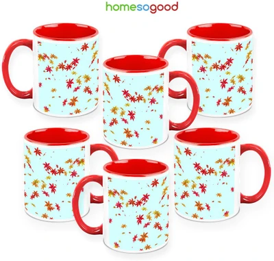 41% OFF on HomeSoGood Blossom Season QTY 6 Ceramic Mug 325 ml, Pack of 6
