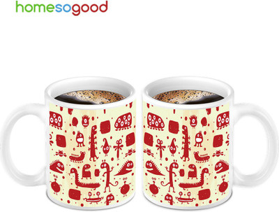 45% OFF on HomeSoGood Innovative Creatures Coffee Ceramic Mug 280 ml, Pack of 2