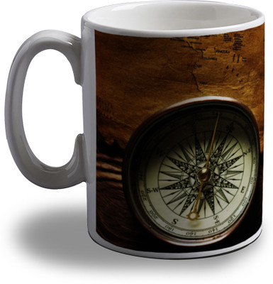 15% OFF on Artifa Vintage Map And Compass AMG0326 Porcelain, Ceramic Mug 350 ml