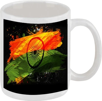28% OFF on Ellicon E187 India Flag Ceramic Mug 325 ml