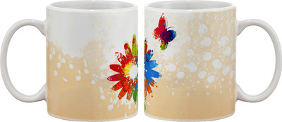 15% OFF on Artifa Colourful Summer Flower Porcelain, Ceramic Mug 350 ml