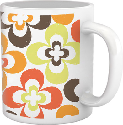 66% OFF on Tiedribbons Shy Shine_Geometric Multicolor_ Compass Flower Pattern Ceramic Mug 325 ml
