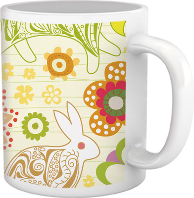 60% OFF on Tiedribbons Geometric Cute_Rabbit Pattern_Pink Shade Ceramic Mug 325 ml