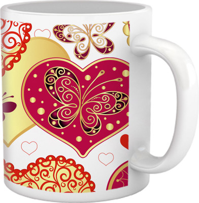 50% OFF on Tiedribbons Love Whisper_Geometric Multicolor_Inside Hearts Pattern Ceramic Mug 325 ml