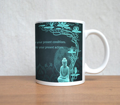 60% OFF on StyBuzz Present Conditions And Action Buddha Porcelain Mug 300 ml