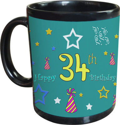 66% OFF on SajawatHomes 34th Happy Birthday Coffee Ceramic Mug 350 ml