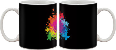 15% OFF on Artifa Colourful Butterflies Porcelain, Ceramic Mug 350 ml