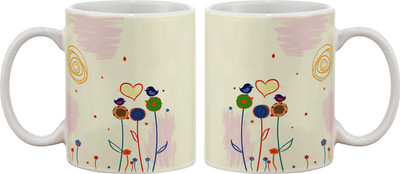 Artifa Birds And Flowers Love Porcelain, Ceramic Mug 350 ml