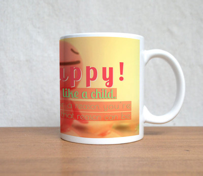 60% OFF on StyBuzz Be Happy Like A Child Quote Ceramic Mug 300 ml