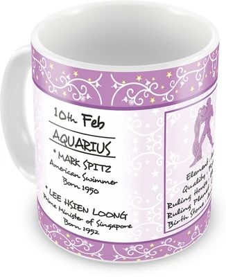 10% OFF on Everyday Gifts Happy Birthday 10th Feb Zodiac Ceramic Mug