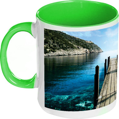 58% OFF on AMY Island Beauty Mountains Inside Green Coffee Ceramic Mug 325 ml