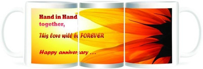 50% OFF on Refeel Gifts Happy Anniversary - Hand in Hand Together Ceramic Mug 325 ml