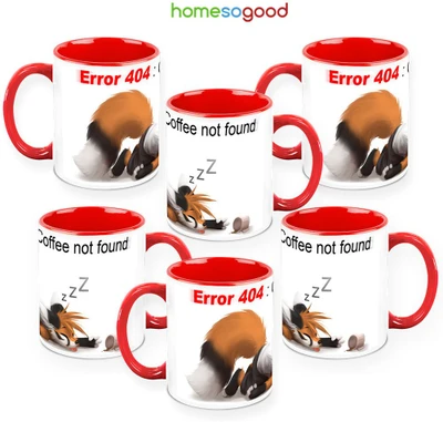 41% OFF on HomeSoGood 404 Coffee Not Found QTY 6 Ceramic Mug 325 ml, Pack of 6