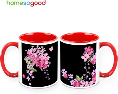 37% OFF on HomeSoGood Scattered Like Smile Pack Of 2 Ceramic Mug 325 ml, Pack of 2