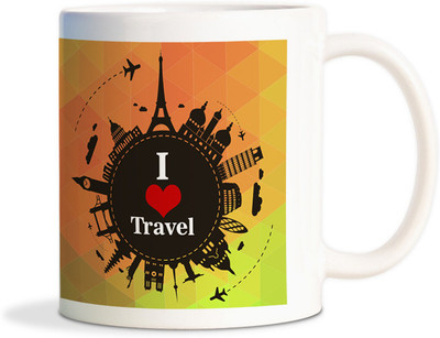 81% OFF on AMY I Love Travel Illustration Beautiful Ceramic Mug 450 ml