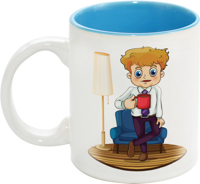47% OFF on Fashion Envoy Boy With Cup Inner Sky Ceramic Mug