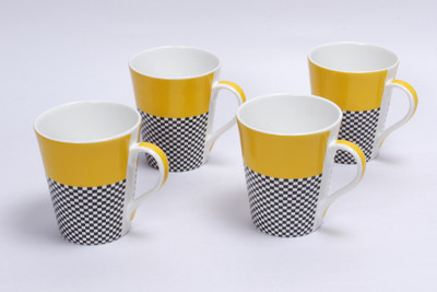 Clay Craft Zing 2934Y Bone China Mug 250 ml, Pack of 4 Clay Craft Zing 2934Y Bone China Mug 250 ml, Pack of 4