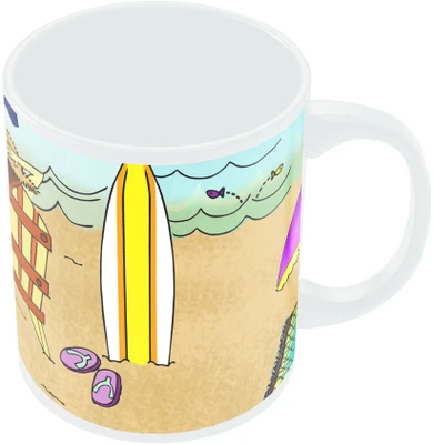 29% OFF on PosterGuy Beach Adventure Illustration Ceramic Mug 280 ml