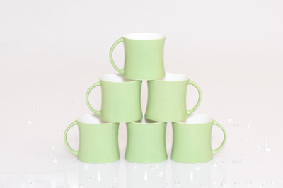 Clay Craft Diamond-Green316 Bone China Mug 170 ml, Pack of 6