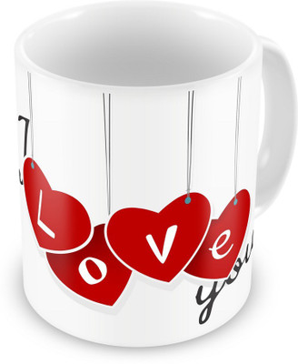 60% OFF on Little India Lovely I Love You Heart Print Adorable Coffee 502 Ceramic Mug