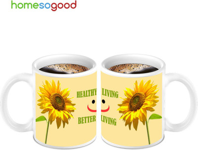 45% OFF on HomeSoGood Sun Flower For Healthy Living 2 Mugs Ceramic Mug 280 ml, Pack of 2 45% OFF on HomeSoGood Sun Flower For Healthy Living 2 Mugs Ceramic Mug 280 ml, Pack of 2