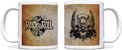 65% OFF on ShopMantra Rock N Roll Skull Music Black Ceramic Mug 300 ml