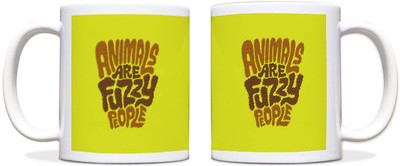 60% OFF on ShopMantra Animals are Fuzzy People Black Ceramic Mug 300 ml