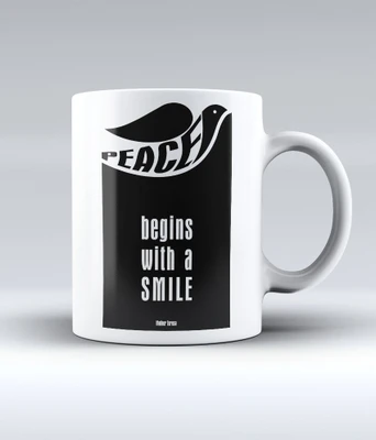 12% OFF on Lab No. 4 Peace Begins With A Smile - Mother Teresa Famous Quote Ceramic Mug 350 ml