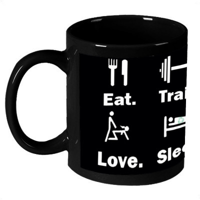 70% OFF on AMY Eat Train Work Love Sleep Repeat Quote Coffee Ceramic Mug 325 ml