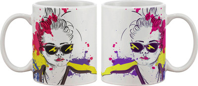 15% OFF on Artifa Fashion Splash Color Porcelain, Ceramic Mug 350 ml