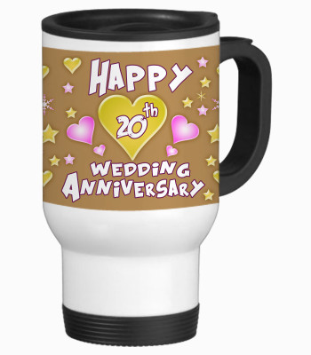 52% OFF on SajawatHomes 20th Happy Anniversary White Travel Stainless Steel Mug 600 ml